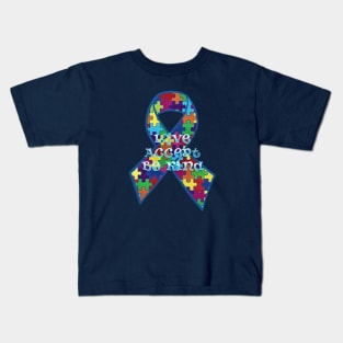 Autism Awareness Puzzle Ribbon Design Kids T-Shirt
